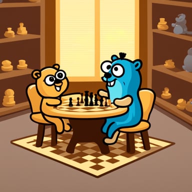 Go Blue Gopher playing chess.