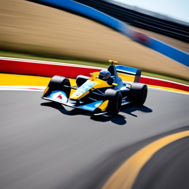 Go Blue Gopher in a Formula 1 car driving on the circuit of Zandvoort on a sunny day, seen from above.