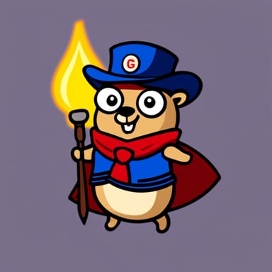 Go Blue Gopher with red hat and shield