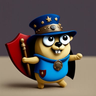 Go Blue Gopher with red hat and shield