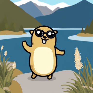 Go Blue Gopher in New Zealand mountains.