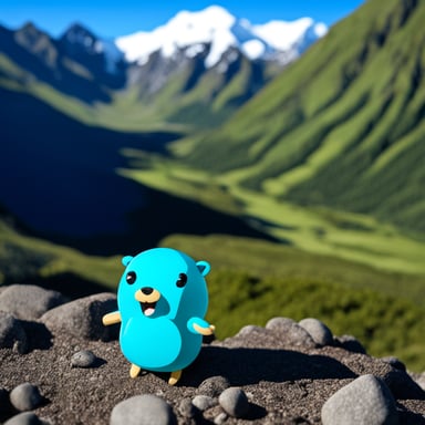 Go Blue Gopher in New Zealand mountains.