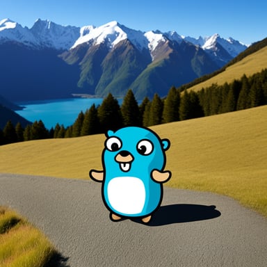 Go Blue Gopher in New Zealand mountains.