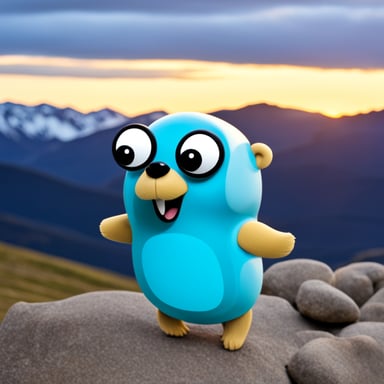 Go Blue Gopher in New Zealand mountains.