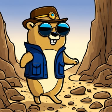 Go Blue Gopher found himself in a golden mine, his eyes sparkling with excitement at the sight of the shimmering walls around him.