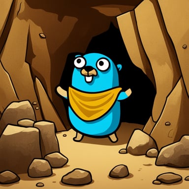 Go Blue Gopher found himself in a golden mine, his eyes sparkling with excitement at the sight of the shimmering walls around him.