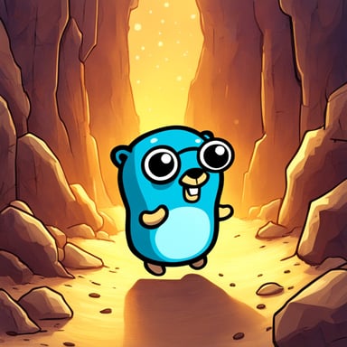 Go Blue Gopher found himself in a golden mine, his eyes sparkling with excitement at the sight of the shimmering walls around him.