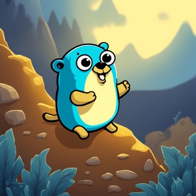Go Blue Gopher found himself in a golden mine, his eyes sparkling with excitement at the sight of the shimmering walls around him.