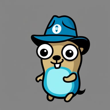 A go blue gopher on a white background with an investigator hat