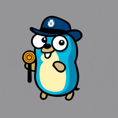 A go blue gopher on a white background with an investigator hat