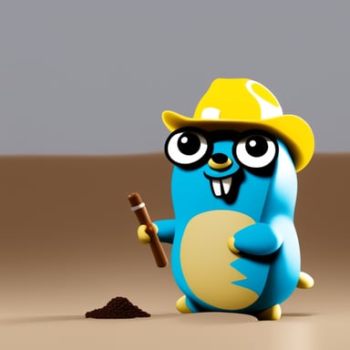 A go blue gopher on a white background with an investigator hat