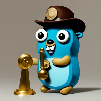 A go blue gopher on a white background with an investigator hat