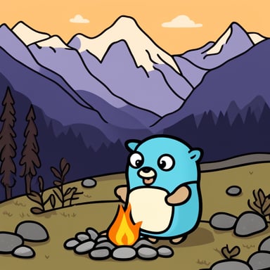 Go Blue Gopher in New Zealand by campfire roasting marshmallows.