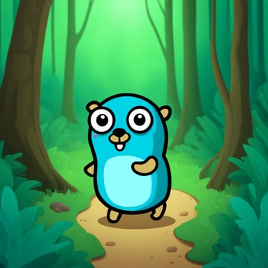 Go Blue Gopher in the forest with friends.