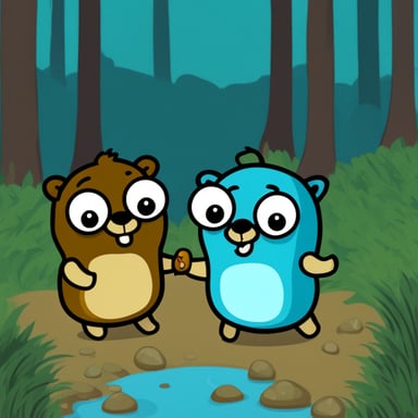 Go Blue Gopher in the forest with friends.