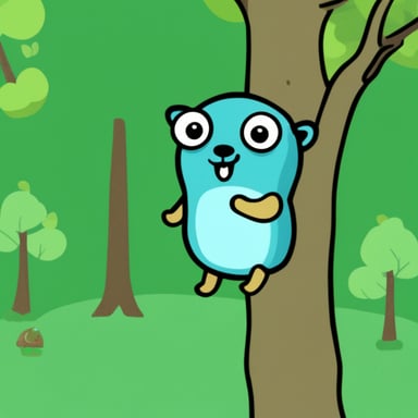 Go Blue Gopher climbing tree