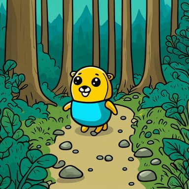 Go blue gopher in the forest, exploring its surroundings and searching for adventure.