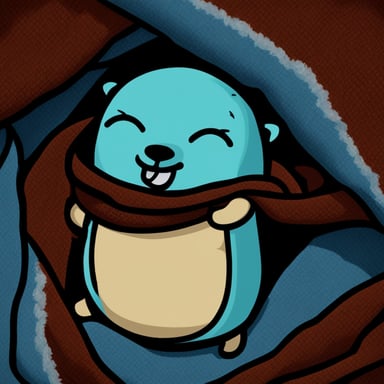 Go Blue Gopher sleeping peacefully under a cozy blanket.
