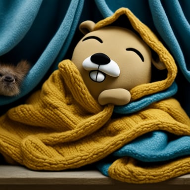 Go Blue Gopher sleeping peacefully under a cozy blanket.