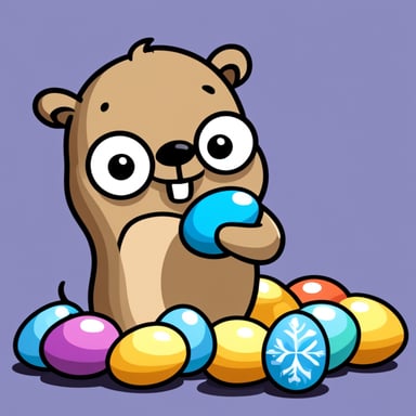 A go blue gopher is dying Easter eggs in different colors.