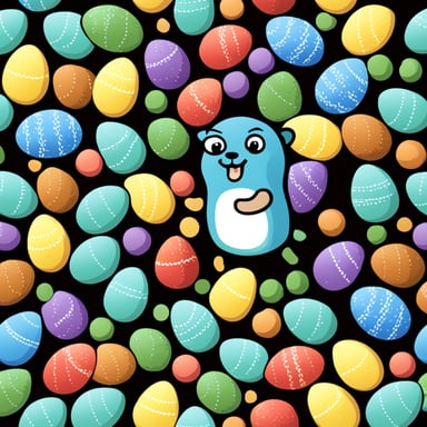 A go blue gopher is dying Easter eggs in different colors.