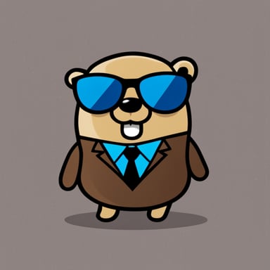 Go Blue Gopher in cartoon style, depicted as a businessman with sunglasses.