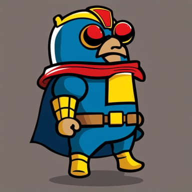 Go Blue Gopher in cartoon style is depicted as Judge Dredd, complete with the iconic helmet that covers the top half of the face.