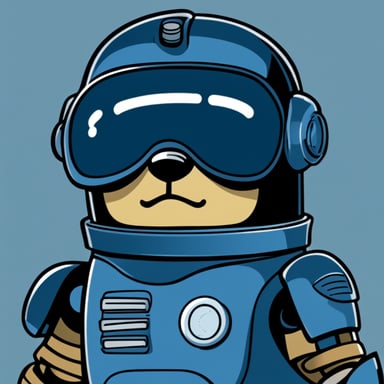 Go Blue Gopher as Robocop in cartoon style is depicted with the iconic helmet that covers the top half of the face.