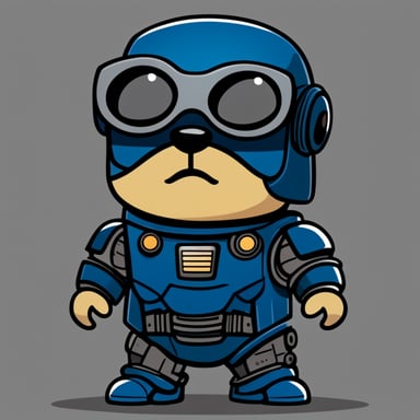 Go Blue Gopher as Robocop in cartoon style is depicted with the iconic helmet that covers the top half of the face.