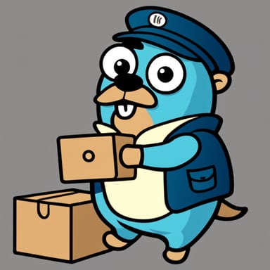 Go Blue Gopher depicted as a mailman in cartoon style.