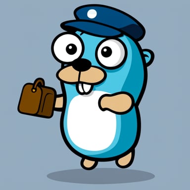 Go Blue Gopher depicted as a mailman in cartoon style.