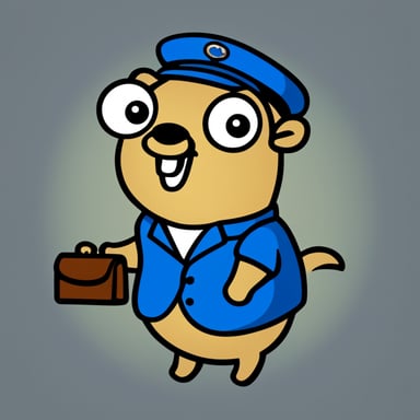 Go Blue Gopher depicted as a mailman in cartoon style.