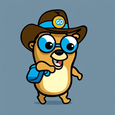 Go Blue Gopher depicted as a mailman in cartoon style.