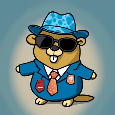 Go Blue Gopher, in cartoon style, depicted wearing a tie-dye shirt.