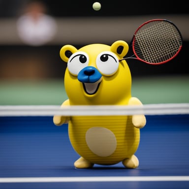 The face of Go Blue Gopher is depicted on a badminton shuttlecock.