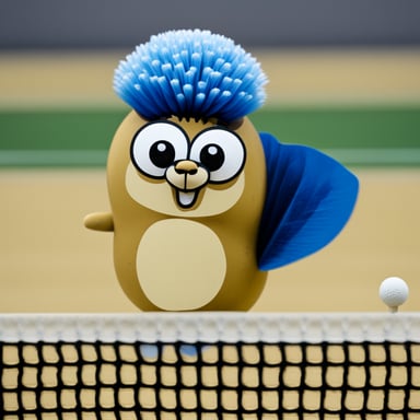 The face of Go Blue Gopher is depicted on a badminton shuttlecock.