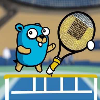 The face of Go Blue Gopher depicted in a 2D cartoon style on a badminton shuttlecock.