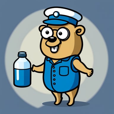 A go blue gopher depicted in a 2D cartoon style as a milkman.