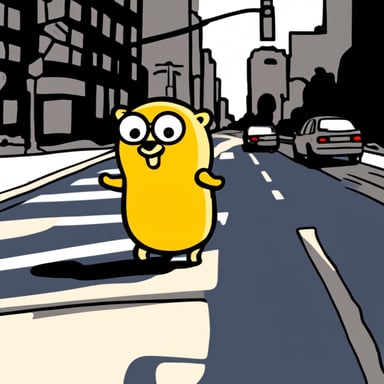 Go Blue Gopher waits at a traffic light.