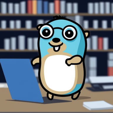 Go blue gopher in a digital space.