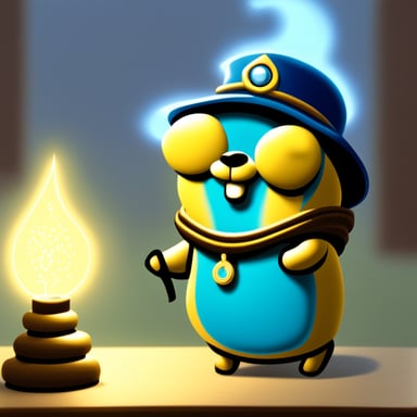 Go Blue Gopher in spiritual mode getting illumination.