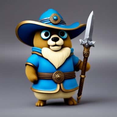 Go blue gopher warrior with two-handed sword