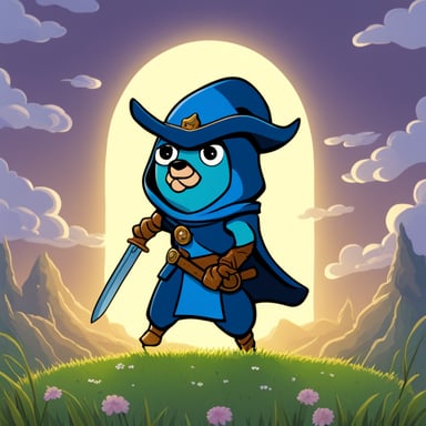 Go blue gopher warrior with two-handed sword
