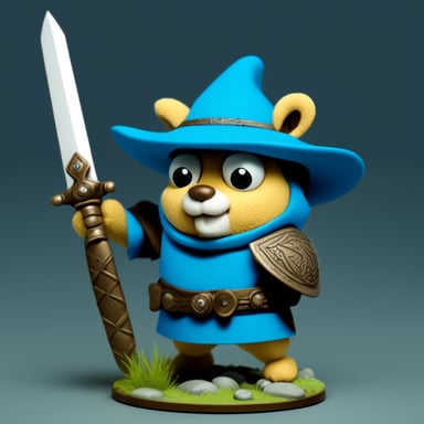 Go blue gopher warrior with two-handed sword