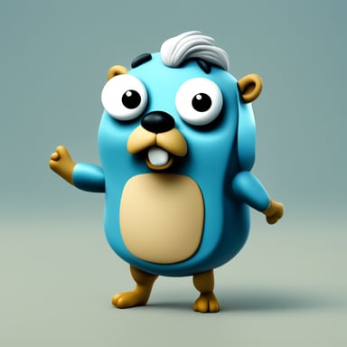 Go Blue Gopher, styled as a cartoon character with long grey hair, stands out with its unique appearance.