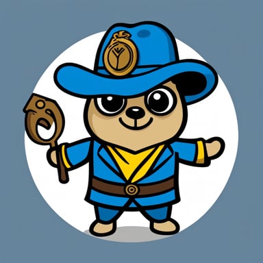 A 2D cartoon-style depiction of Go Blue Gopher wearing a merchant hat.