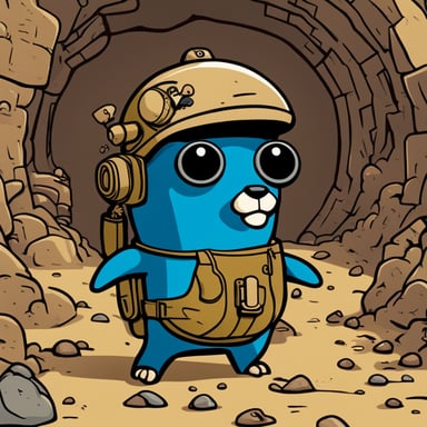 A 2D cartoon-style depiction of Go Blue Gopher wearing an Israeli mitznefet helmet.