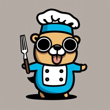 A 2D cartoon-style depiction of Go Blue Gopher wearing a chef's hat.