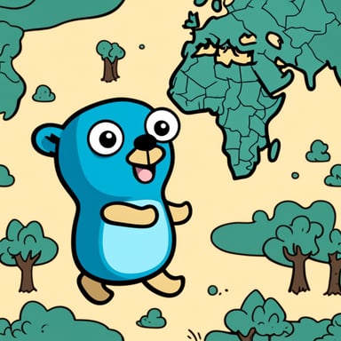 Go Blue Gopher is depicted in a 2D cartoon style, where Go Blue Gopher is shown making and loving maps.