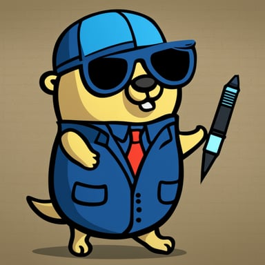 Go Blue Gopher: a cool, confident gopher with trading charts in the background.